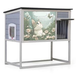 English Elm 2-tier Pine Rabbit Hutch on Wheels with Ramp Removable Tray and Openable Roof W2181P356242