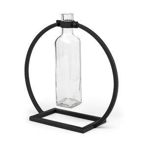 Mercana Monica I Striking Matte Metal and Glass Bottle Vase for Modern Desert-Inspired Home Decor Black Metal | 10H 67910