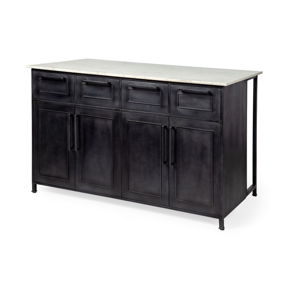 Mercana Fieri Kitchen Island with Four Drawers and Spacious Work Surface for Modern Farmhouse Style Decor 67839-AB