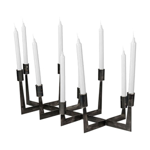 Mercana Tertium Black Metal Ten Candle Table Candle Holder  67916