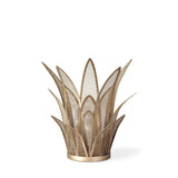 Vero I Small Gold Toned Mesh Metal Leaves Table Candle Holder