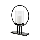 Saturn I Small Black Metal Table Candle Holder