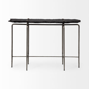 Mercana Pinera Console Table - Stunning Natural-Edge Slate Top with Industrial Iron Base for Modern Spaces Black Slate | Silver Iron 67801-AB