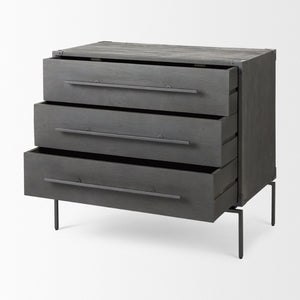 Mercana Ward 34L x 18W Industrial 3 Drawer Accent Cabinet with Iron Base for Modern Urban Living Spaces 67826