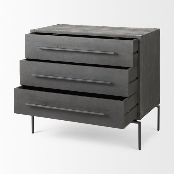 Mercana Ward 34L x 18W Industrial 3 Drawer Accent Cabinet with Iron Base for Modern Urban Living Spaces 67826