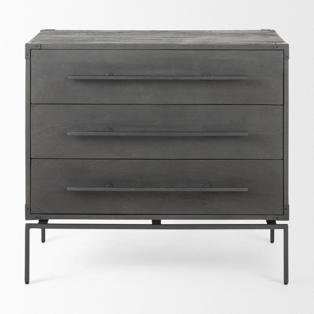 Mercana Ward 34L x 18W Industrial 3 Drawer Accent Cabinet with Iron Base for Modern Urban Living Spaces 67826