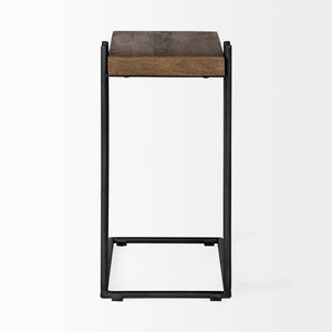Mercana Maddox Modern Side Table with U-Shaped Design - Stylish, Versatile Accent for Any Space Brown Wood | Black Metal | C-shaped 67842