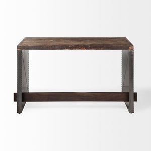 Mercana Orwell Industrial Office Desk with Reclaimed Solid Wood Top and Sturdy Metal Cladded Frame Design 67899