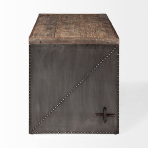 Mercana Orwell Industrial Office Desk with Reclaimed Solid Wood Top and Sturdy Metal Cladded Frame Design 67899