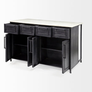 Mercana Fieri Kitchen Island with Four Drawers and Spacious Work Surface for Modern Farmhouse Style Decor 67839-AB