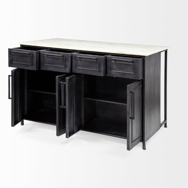 Mercana Fieri Kitchen Island with Four Drawers and Spacious Work Surface for Modern Farmhouse Style Decor 67839-AB