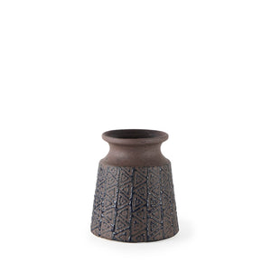 Mercana Sefina Small Decorative Ceramic Vase with Geometric Patterns for Modern Boho and Southwestern Decor Brown/Black Ceramic | 6H 68013