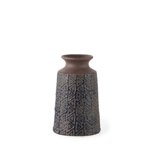 Mercana Sefina Small Decorative Ceramic Vase with Geometric Patterns for Modern Boho and Southwestern Decor Brown/Black Ceramic | 8H 68014