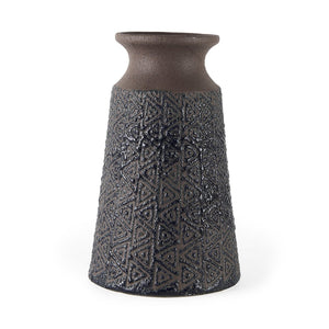 Mercana Sefina Small Decorative Ceramic Vase with Geometric Patterns for Modern Boho and Southwestern Decor Brown/Black Ceramic | 11H 68015