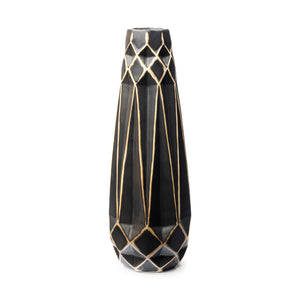 Mercana Teulia I Tall Black With Cream Accent Ceramic Vase  68016