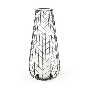 Mercana Petiole Elegant Antiqued-Gold Metal Candle Holder with Chevron Mesh for Luxe Tabletop Display Gold Metal | 24H 68028