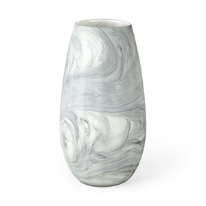 Mercana Volta Elegant Ceramic Vase with Abstract Pattern - Perfect Accent for Contemporary Home Decor Gray/Cream Glass | 12H 68038