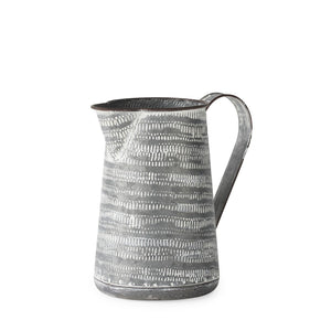 Mercana Serena Decorative Metal Jug - Rustic Charm with Textured Design for Home Styling and Accent Decor Gray/White Metal | 8H 68058