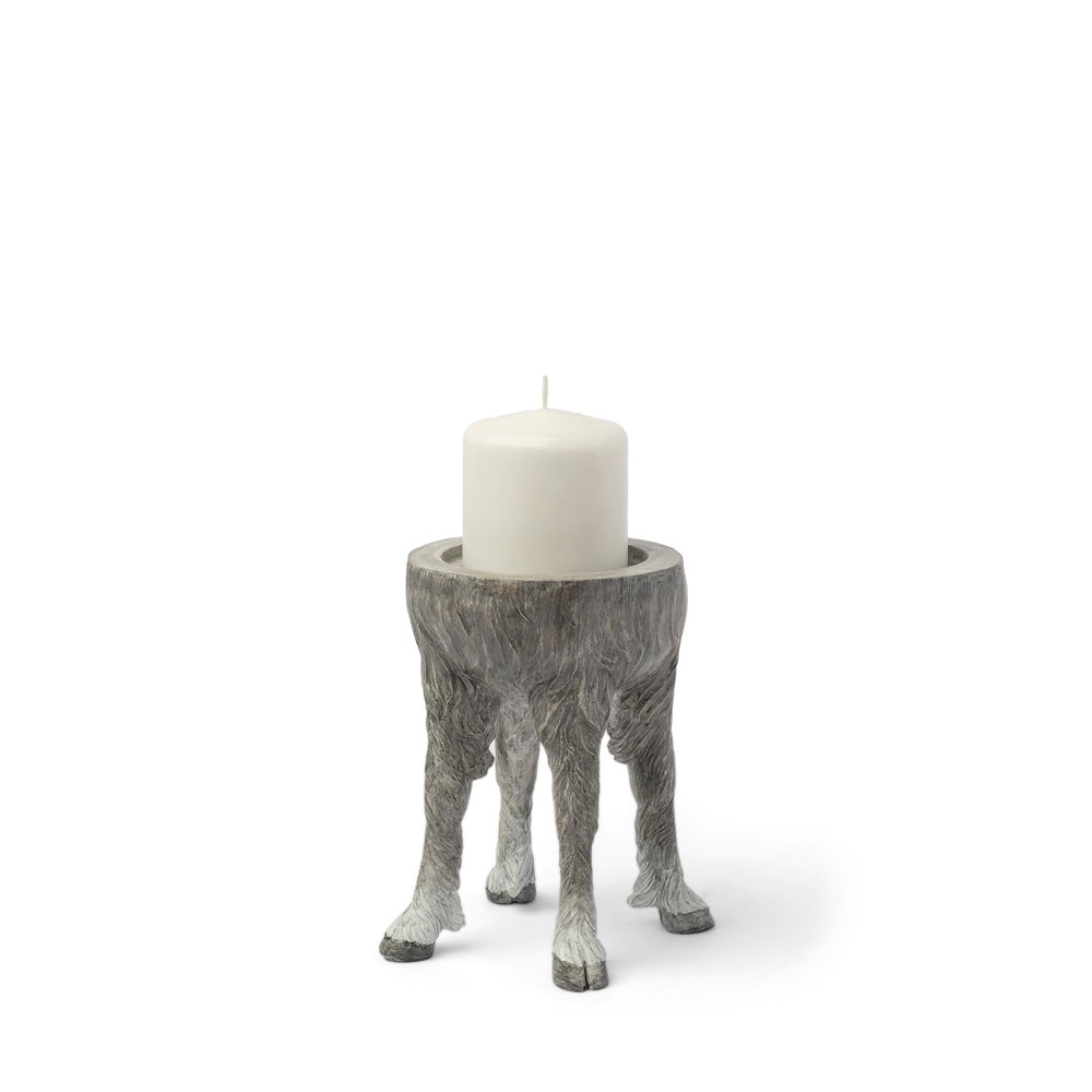Mercana Pan Rustic Ceramic Hoofed Candle Holder – Sculptural Décor for Modern Farmhouse & Eclectic Spaces Gray Ceramic | 7H 68064