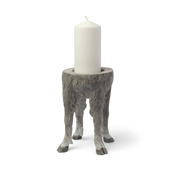 Mercana Pan Rustic Ceramic Hoofed Candle Holder – Sculptural Décor for Modern Farmhouse & Eclectic Spaces Gray Ceramic | 9H 68065