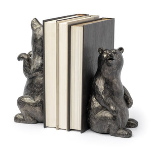 Mercana Sleuth Grizzly Bear Bookends Set of 2 - Sculptural Charm for Modern Rustic Decor and Organizing Books 68069