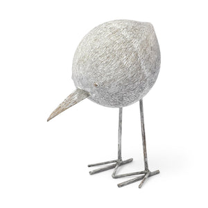 Mercana Snipe Rustic Bird Ornament with Metal Feet - Charming Lakeside Accent for Home Decor & Shelves Off-White Resin | 7H 68080