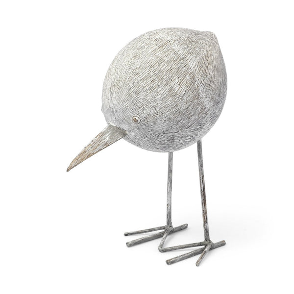 Mercana Snipe Rustic Bird Ornament with Metal Feet - Charming Lakeside Accent for Home Decor & Shelves Off-White Resin | 7H 68080