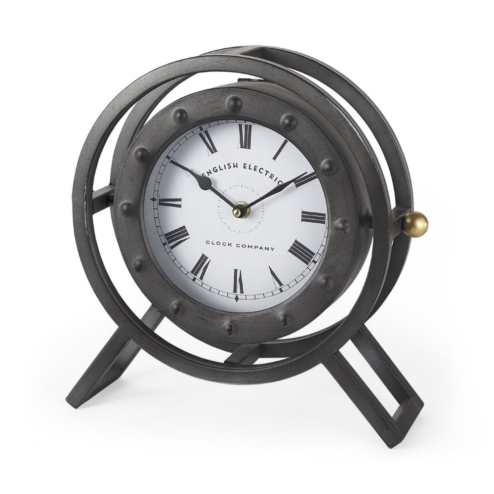 Mercana Gaston Industrial Circular Table Clock – Vintage Charm with Modern Simplicity for Any Space 68083