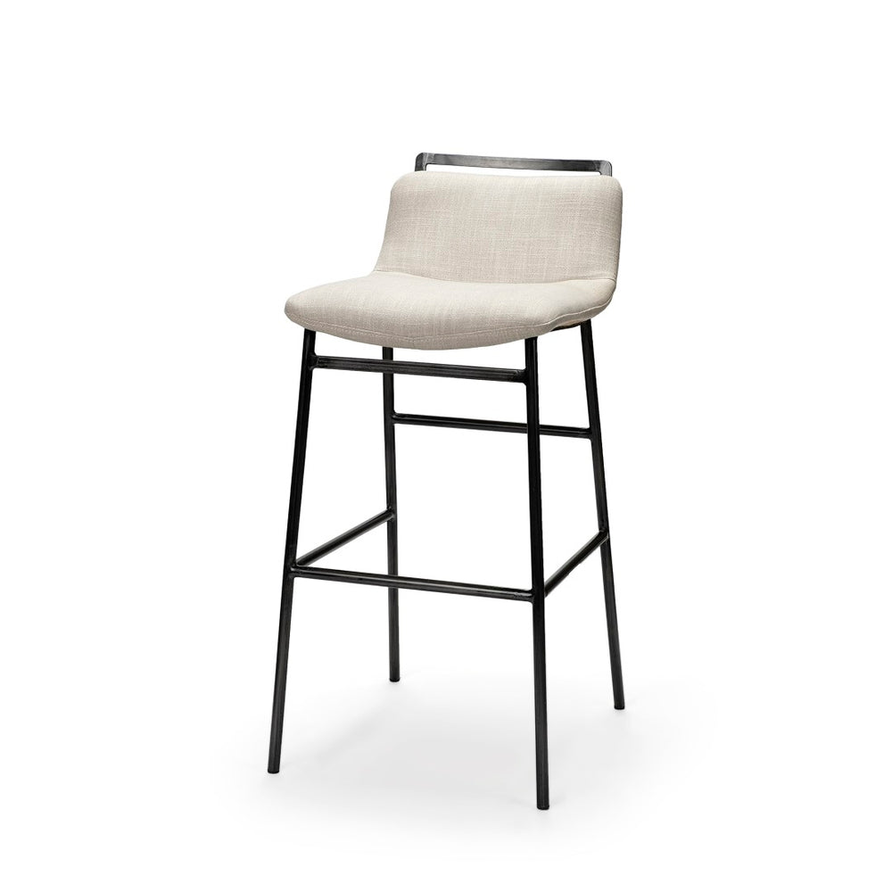 Mercana Kavalan Modern Industrial Counter Stool with Contoured Seat, Durable Frame, Fully Assembled Style Beige Fabric | Gray Metal | Counter 68087