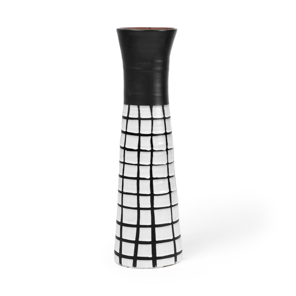 Mercana Luanda Ceramic Vase - Striking Black and White Sculptural Accent for Modern Home Décor Display Black/White Ceramic | 17H 68102