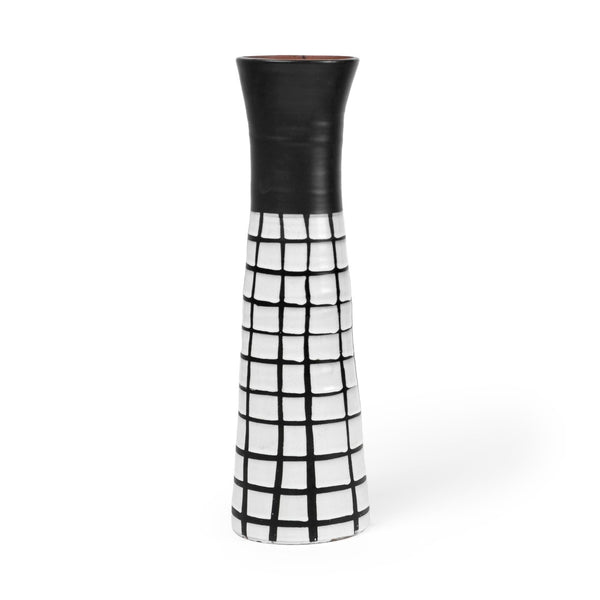 Mercana Luanda Ceramic Vase - Striking Black and White Sculptural Accent for Modern Home Décor Display Black/White Ceramic | 17H 68102