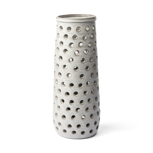 Mercana Canasta Rustic Ceramic Vase - Handcrafted Cylindrical Design for Modern Farmhouse & Scandinavian Decor White Ceramic | 19H 68105