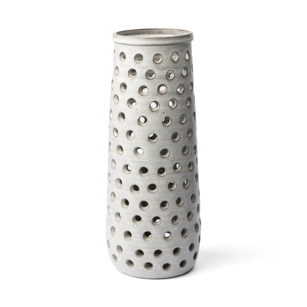 Mercana Canasta Rustic Ceramic Vase - Handcrafted Cylindrical Design for Modern Farmhouse & Scandinavian Decor White Ceramic | 19H 68105