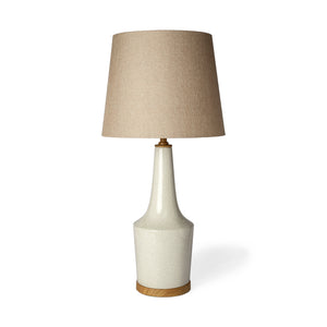 Mercana Rebecca (28.5"H) White Crackled Ceramic Base Wood Accent Table Lamp 68109