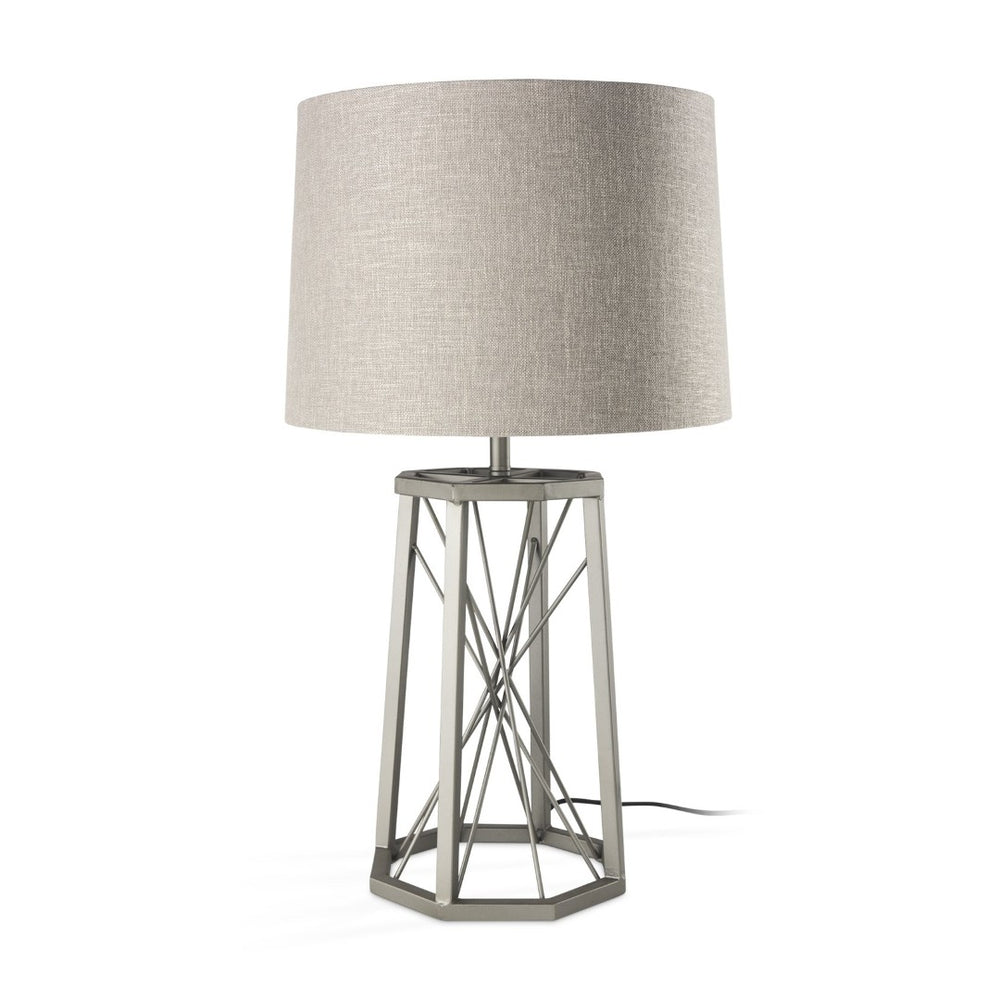 Mercana Raen Modern Octagonal Table Lamp with Warm Linen Shade for Stylish Home Décor and Lighting 68111