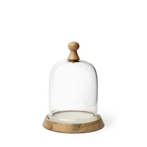 Mercana Campana Glass Cloche with Wooden and Marble Base - Elegant Display for Home Décor and Accents 68154