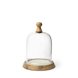 Mercana Campana I Small Wooden/White Marble Base Glass Cloche  68154