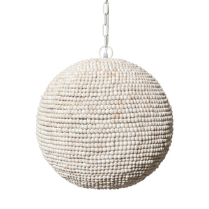 Mercana Theta 15.5x14.5 White-Washed Wood Beaded Pendant Light 68172