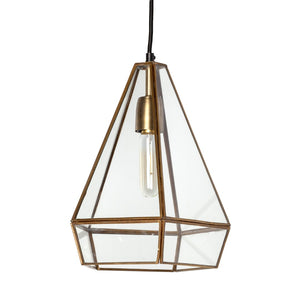 Mercana Prima Pyramid Pendant Light - Art Deco Glamour with Clear Panels for Elegant Home Interiors 68176