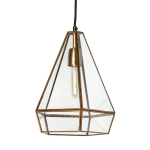 Mercana Prima 9.5x12.5 Gold Metal and Glass Pyramid Pendant Light 68176