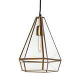 Prima 9.5x12.5 Gold Metal and Glass Pyramid Pendant Light