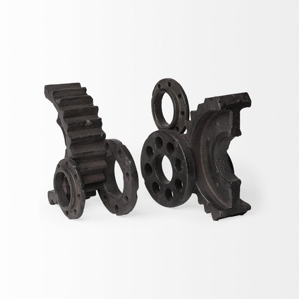 Mercana Cogsworth Industrial Gear Bookends Set of 2 - Stylish Support for Books & Decor, Ready to Display 67648