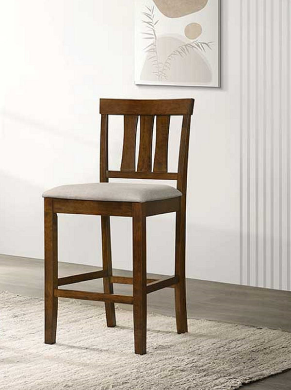 English Elm Beautiful 5Pc Counter Height Dining Set with Square Wood Table and Upholstered Side Chairs, Elegant Finish Cherry 38.6 L x 37.4 W x 4.7 H B011S01296