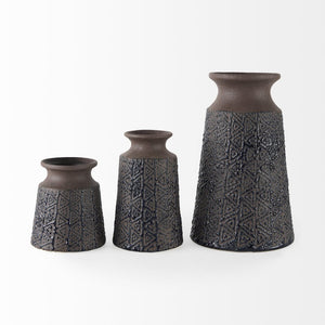 Mercana Sefina Small Decorative Ceramic Vase with Geometric Patterns for Modern Boho and Southwestern Decor Brown/Black Ceramic | 6H 68013