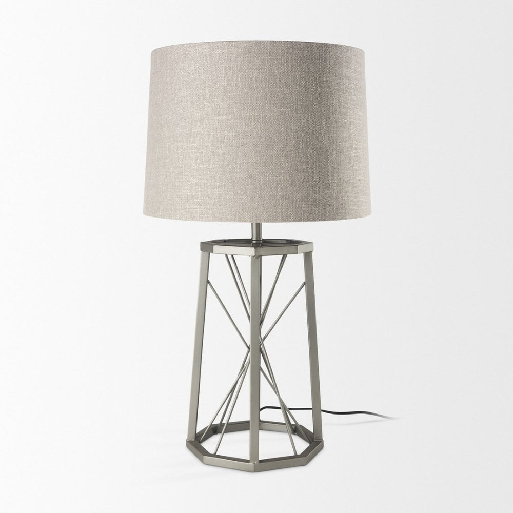 Mercana Raen Modern Octagonal Table Lamp with Warm Linen Shade for Stylish Home Décor and Lighting 68111