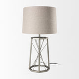 Mercana Raen (28.5"H) Gray Metal Octagonal Base w/Beige Shade Table Lamp 68111