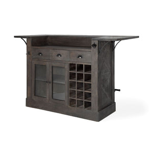Mercana Cheers Solid Wood Bar Counter with Wine Storage - Stylish Kitchen Island for Entertaining & Organizing 67553-AB
