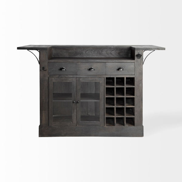 Mercana Cheers Solid Wood Bar Counter with Wine Storage - Stylish Kitchen Island for Entertaining & Organizing 67553-AB
