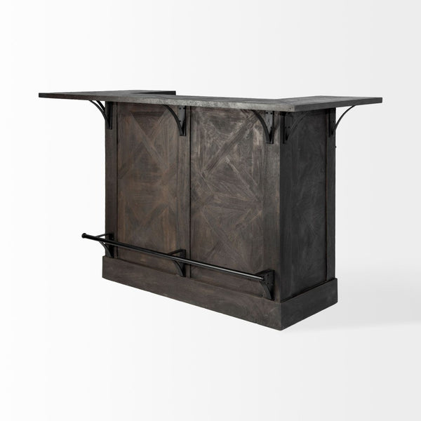 Mercana Cheers Solid Wood Bar Counter with Wine Storage - Stylish Kitchen Island for Entertaining & Organizing 67553-AB