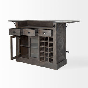 Mercana Cheers Solid Wood Bar Counter with Wine Storage - Stylish Kitchen Island for Entertaining & Organizing 67553-AB